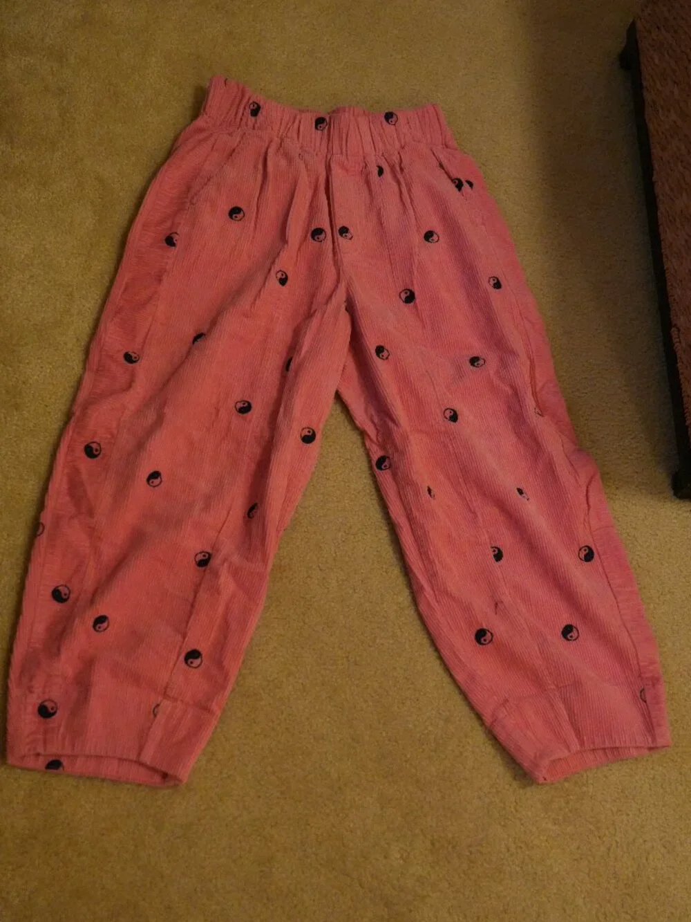 Urban Outfitters Men's Pink and Navy Trousers Size L